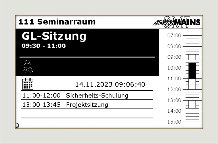 Raumplanungsdisplay SMT Swiss Mains GmbH